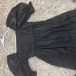 Elegant Black Puff Sleeve Dress